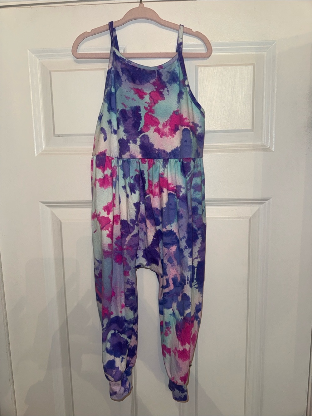 Pixielane Girls Tie-Dye Jumpsuit - Pink, Purple & Blue